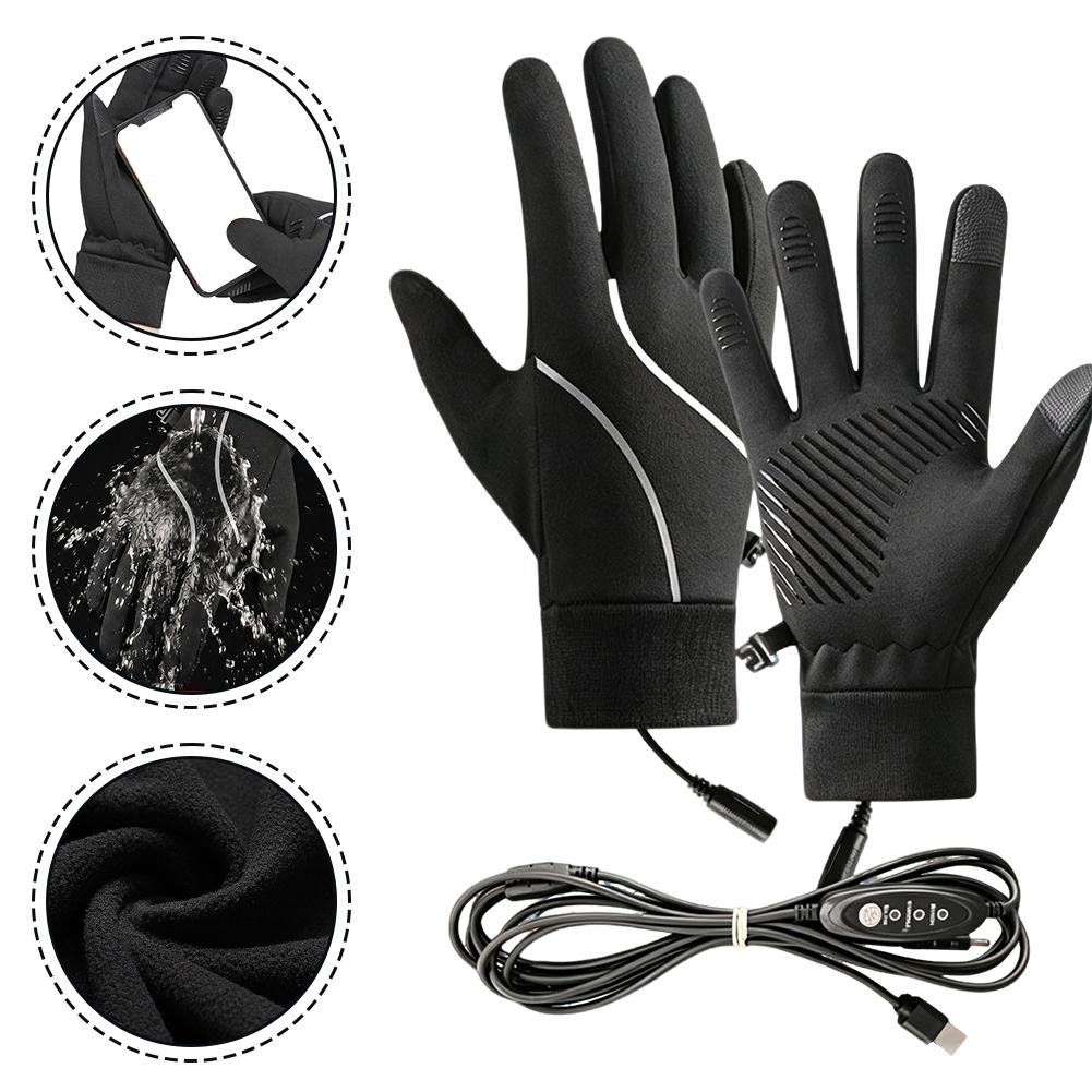 Heated Gloves Electric - Rechargeable Heated Gloves Winter Fleece Warm